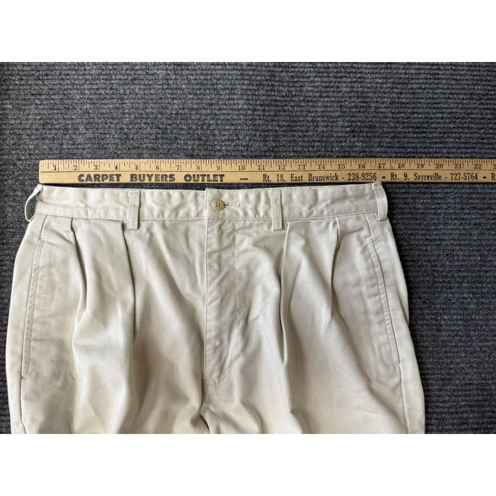 Polo Ralph Lauren Andrew Pants Mens Size 35x32 Khaki Vintage Baggy Pleated Chino